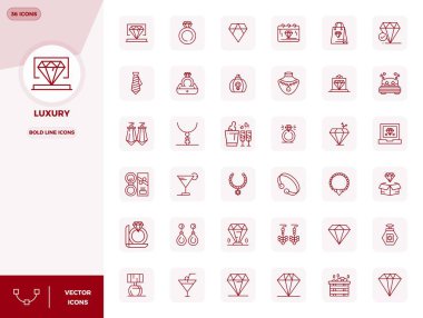 36 kalın çizgi vektör simgesinden oluşan sofistike bohça, profesyonel uygulamalar için 128x128 PIXEL mükemmel netlikte tasarlanmıştır..
