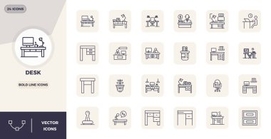 Masa için titizlikle hazırlanmış 24 Kalın Çizgi vektör simgesi, 128x128 PIXEL mükemmel kalitede, uzlaşmaz tasarım standartları için.