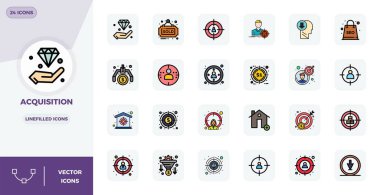 Satır Doldurulmuş 128x128 PIXEL modern tasarım gereksinimleri için mükemmel hassasiyetle tasarlanmış, Kazanç temalı 24 vektör simgesi.