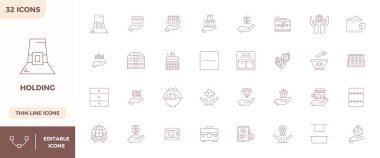 Bu koleksiyonda, dijital tasarım için 128x128 biçiminde optimize edilmiş, Holding temasına uygun 32 Minimal Line PIXEL mükemmel vektör simgeleri yer almaktadır..