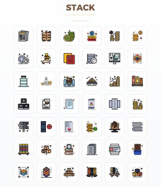 Stack için 42 LineFill vektör simgesinin yüksek performanslı koleksiyonu, 128x128 PIXEL ideal kullanıcı arayüzü tasarımı için tasarlanmıştır.