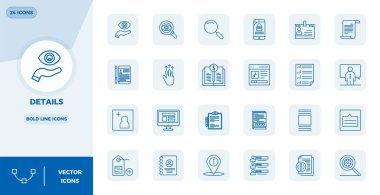 Ayrıntılar için 24 Bold Line vektör simgesinin özel koleksiyonu, 128x128 PIXEL premium marka deneyimleri için mükemmel çözünürlükte geliştirilmiştir.