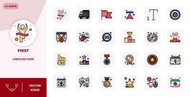 En uygun kullanıcı arayüzü tasarımı için 128x128 PIXEL mükemmel çözünürlükte tasarlanmış, Birinci Satır için 24 Satır doldurulmuş vektör simgesinin yüksek performanslı koleksiyonu.