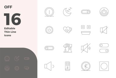 Bu koleksiyon, dijital tasarım için 128x128 biçiminde optimize edilmiş 16 İnce Satır PIXEL mükemmel vektör simgelerine sahiptir..