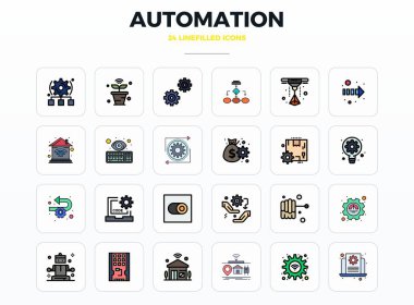 Otomasyon için mükemmel 24 Satır Doldurma PIXEL vektör simgesi, tutarlı görsel mükemmellik için 128x128 biçiminde sunulmuştur..