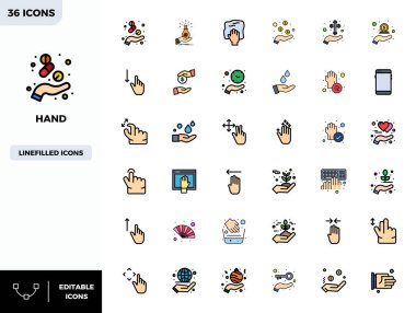 El için dikkatlice düzenlenmiş 36 Düz Çizgili Renk vektör simgesi, tutarlı marka temsili ve kullanıcı deneyimi için 128x128 PIXEL mükemmel çözünürlüğe sahiptir.