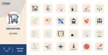 Düzlemde Ayrılış 'ı temsil eden 24 vektör simgesinin yer aldığı stratejik paket, profesyonel iş akışları için mükemmel kalitede 128x128 PIXEL ile optimize edildi.