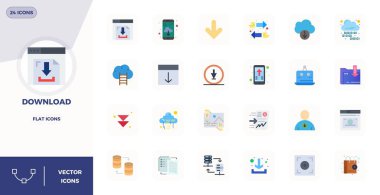 Tasarımlarınızı 24 Düz vektör simgesiyle değiştirin. İndirme temalı, 128x128 PIXEL mükemmel çözünürlükte, maksimum berraklık için tasarlanmıştır..