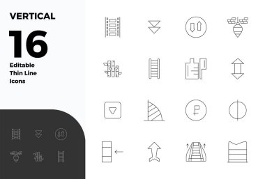 Bu 16 İnce Çizgi vektör simgesi seti dikey temaları 128x128 PIXEL mükemmel kalitede, teknoloji ve iş uygulamaları için mükemmel kalitede yakalar.