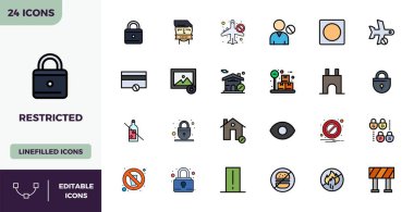 Kusursuz entegrasyon ve performans için 128x128 çözünürlükte tasarlanmış 24 Düz Çizgili PIXEL mükemmel vektör simgesi.