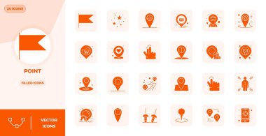 Olağanüstü bir görsel kalite için 128x128 PIXEL mükemmel çözünürlüğe sahip, Doldurulmuş Tasarım Noktasını temsil eden 24 vektör simgesi ustalıkla oluşturuldu.