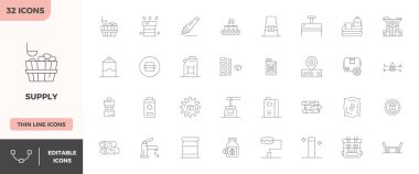 32 PIXEL mükemmel vektör simgelerinden oluşan devrimci set Supply 'den esinlenerek, 128x128 ileri tasarım çözünürlükte İnce Dış Hatlar biçiminde oluşturuldu.