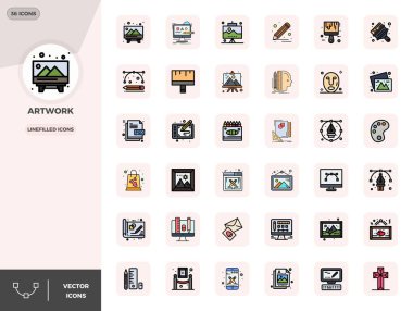 Devrim niteliğindeki 36 PIXEL mükemmel vektör simgesi, Artwork 'ten esinlenilmiş, 128x128 ileri tasarım çözünürlüklü, Çizgi Doldurulmuş biçiminde oluşturulmuş.