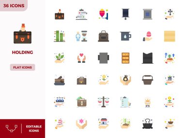 Holding için 36 Düz Renkli PIXEL mükemmel vektör simgesi koleksiyonu, 128x128 biçiminde netlik ve çok yönlülük için tasarlanmıştır.
