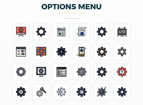 Мбаппе собрал 24 векторных панели LineFill для меню Options, дотошно отточенные в разрешении 128х128 пикселей для превосходного визуального эффекта.
