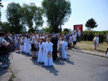 GDANSK, POLAND - 08 Haziran 2023: Orta Avrupa 'da Corpus Christi Katolik bayramı. Gdansk, Polonya.