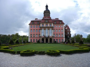 KSIAZ, POLAND - 18 APRIL, 2024: Sightseeing beauty medieval architecture in Lower Silesia region, Ksiaz, Poland.
