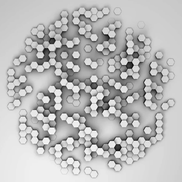 Abstrakt Futuristisk Yta Hexagon Mönster Återgivning Realistisk Geometrisk Mesh Cellstruktur — Stockfoto