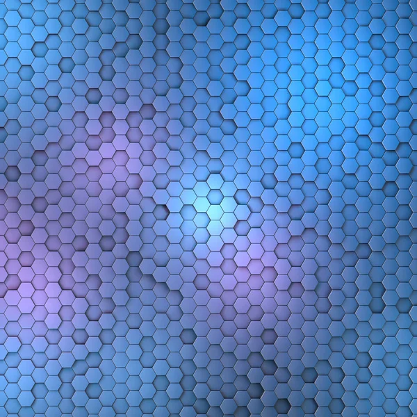 概要カラフルな光を持つ未来的な表面六角形のパターン 3Dレンダリング 現実的な幾何学的メッシュ細胞のテクスチャ — ストック写真