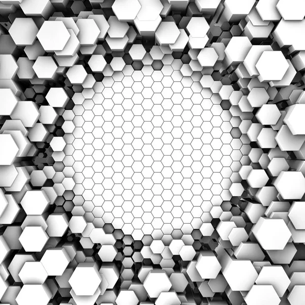 概要未来的な表面六角形のパターン 3Dレンダリング 現実的な幾何学的メッシュ細胞のテクスチャ — ストック写真