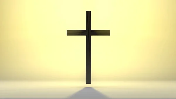 単純なキリスト教徒の十字架 カトリックの十字架 空の空間に大理石の十字架 宗教的シンボル 碑文の場所です キリスト教の宗派 3Dレンダリング — ストック写真