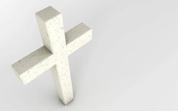 単純なキリスト教徒の十字架 カトリックの十字架 空の空間に大理石の十字架 宗教的シンボル 碑文の場所です キリスト教の宗派 3Dレンダリング — ストック写真