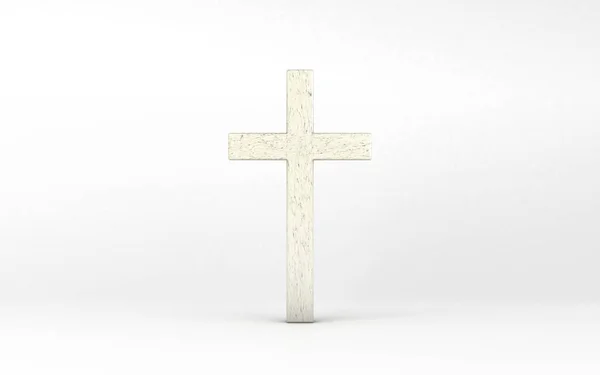 Simple Crucifix Chrétien Croix Catholique Croix Marbre Dans Espace Vide — Photo
