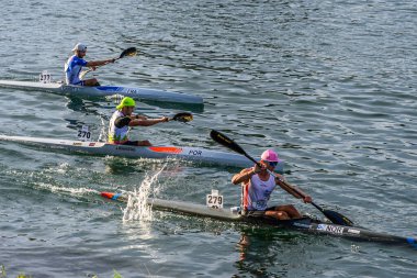 METKOVIC, CROATIA - September 19, 2024: Canoe Marathon World Championships on the Neretva River in Croatia showcasing international athletes and competitive paddling clipart