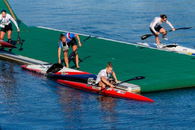 METKOVIC, CROATIA - September 21, 2024: Canoe Marathon World Championships on the Neretva River in Croatia showcasing international athletes and competitive paddling clipart