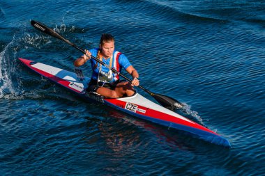 METKOVIC, CROATIA - September 21, 2024: Canoe Marathon World Championships on the Neretva River in Croatia showcasing international athletes and competitive paddling clipart