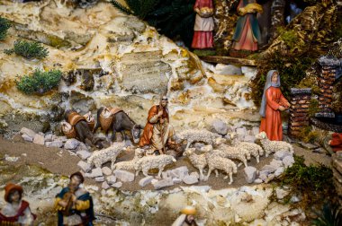 Çobanlar, Çiftçiler ve Beytüllahim 'deki Market Tedarikçileriyle Doğum Köyü Sahnesi