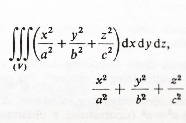 Advanced Mathematical Integrals and Formulas Highlighting Calculus, Multivariable Equations, and Geometry Concepts in High-Precision Print Images clipart