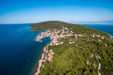 Scenic Aerial View of Sucuraj Town on Hvar Island, Southern Croatia. Pristine Beaches, Mediterranean Charm, and Adriatic Sea Serenity clipart