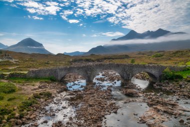 The Sligachan Bridge with The Cuillins in the background on the Isle of Skye, Scotland clipart