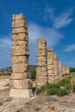 Acueducto de los Baales, İspanya 'nın Zaragoza bölgesindeki Uncastillo, Cinco Villas kasabasında yer alan Roma şehri Los Banales harabeleri.