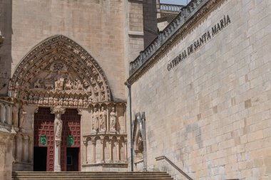 Burgos 'taki Saint Mary Katedrali. Burgos İspanya 'nın kuzeyinde Kastilya' nın tarihi başkentidir..