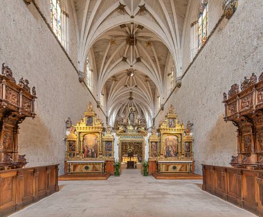 Interior of Gothic monastery Cartuja de Miraflores in Burgos, Castilla y Leon, Spain clipart