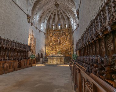 Burgos, Castilla y Leon, İspanya 'daki Gotik Manastırı Cartuja de Miraflores