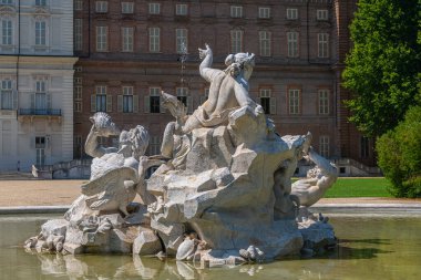 The nereids and tritons fountain in the royal gardens (giardini reali) of Turin, Piedmont, Italy clipart