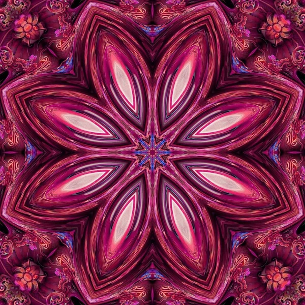 Kaleidoscope ornament design with a touch of watercolor violet blooming in spring decoration illustration for fabric, website, digital project, fashion and corporate use