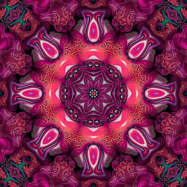 Kaleidoskop Ornament Design Dotekem Akvarel Fialový Květ Jaře Dekorace Ilustrace — Stock fotografie