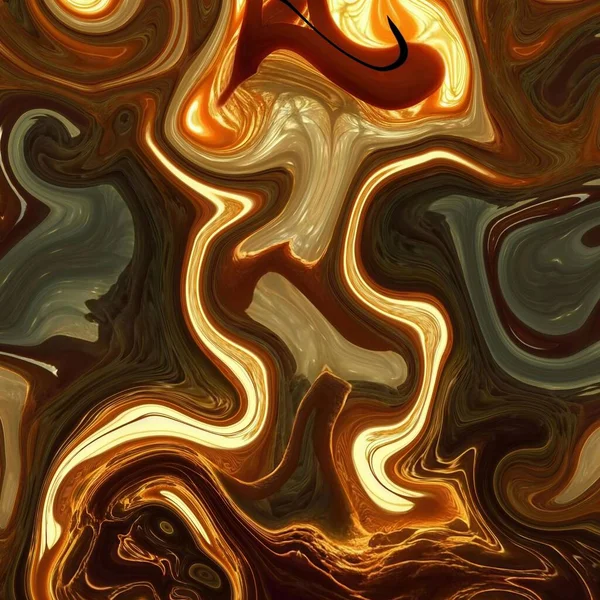 Fényes Arany Sárga Láva Esik Kaleidoszkóp Formák Spirálok Zökkenőmentes Közel — Stock Fotó