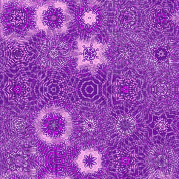 美しい花の花輪の装飾と紫の幾何学的な対称シームレスなパターン ビジネスコンセプトのために良い — ストック写真