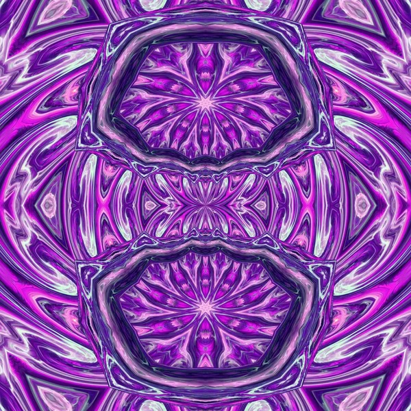 美しい花の花輪の装飾と紫の幾何学的な対称シームレスなパターン ビジネスコンセプトのために良い — ストック写真