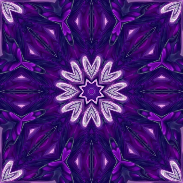 Paarse Geometrische Symmetrie Naadloos Patroon Met Mooie Bloemen Krans Ornament — Stockfoto