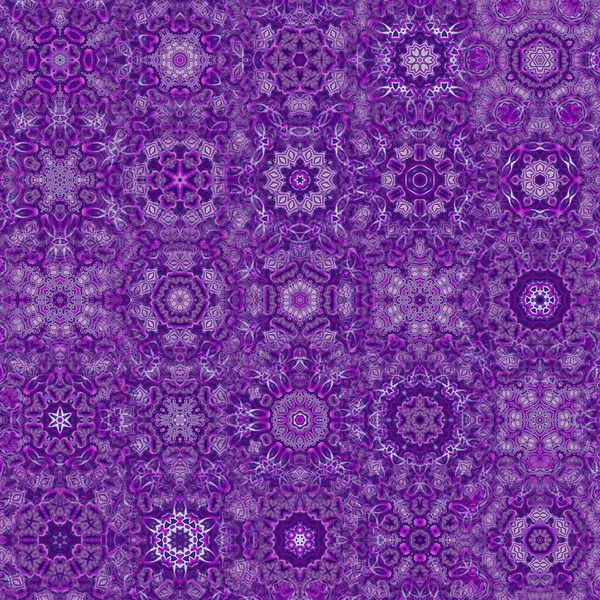 Patrón Inconsútil Simetría Geométrica Púrpura Con Adorno Corona Flores Bastante — Foto de Stock