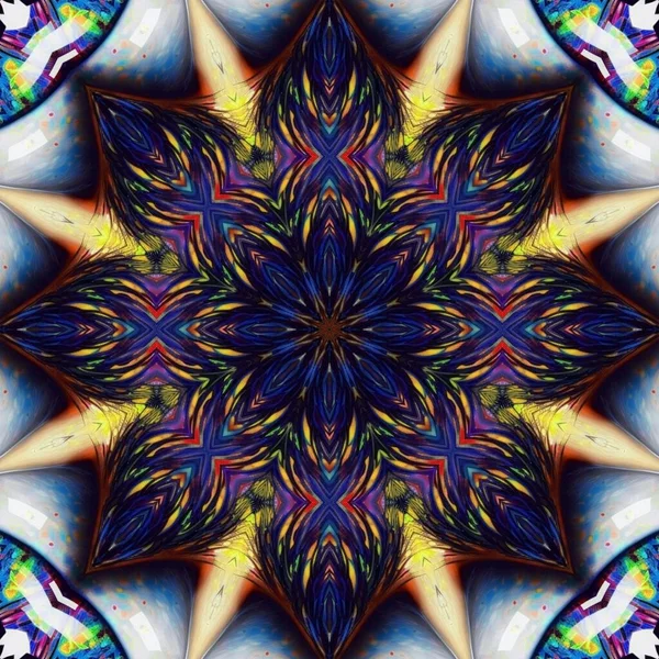Luxuriöse Neongelbe Metallische Pfauenfedern Abstrakte Ornamenttextur Mit Kaleidoskop Strickkonzeptkunst Nahtlosem — Stockfoto