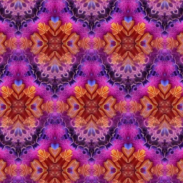 Konstnärliga Inslag Batik Mönster Blad Och Blommor Blommar Färgglada Moderna — Stockfoto