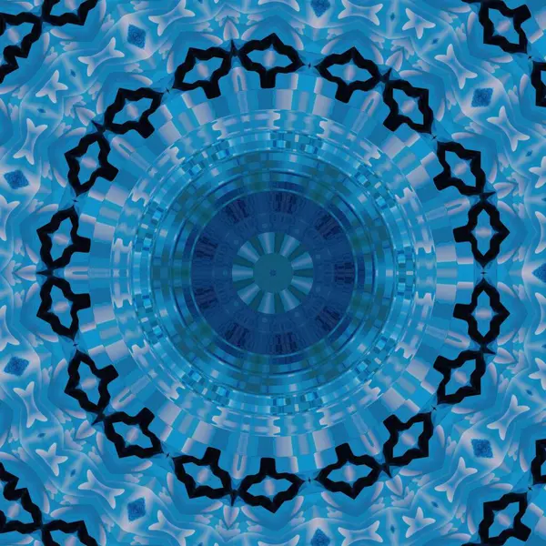 Bloeiende Bloem Schalen Batik Met Glanzende Ijsblauwe Kleur Caleidoscoop Thema — Stockfoto