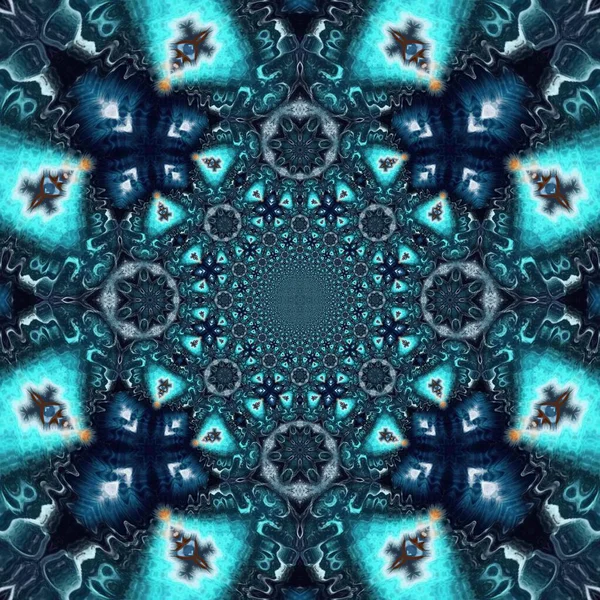 Navy Kék Hullámos Minta Textúra Fényes Hatás Szőtt Batik Kaleidoszkóp — Stock Fotó